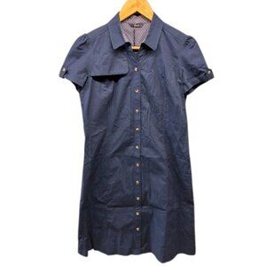Hazzys Shirt Dress Womens XS‎ Navy Blue Cotton Blend Short Sleeve Korea NWT
